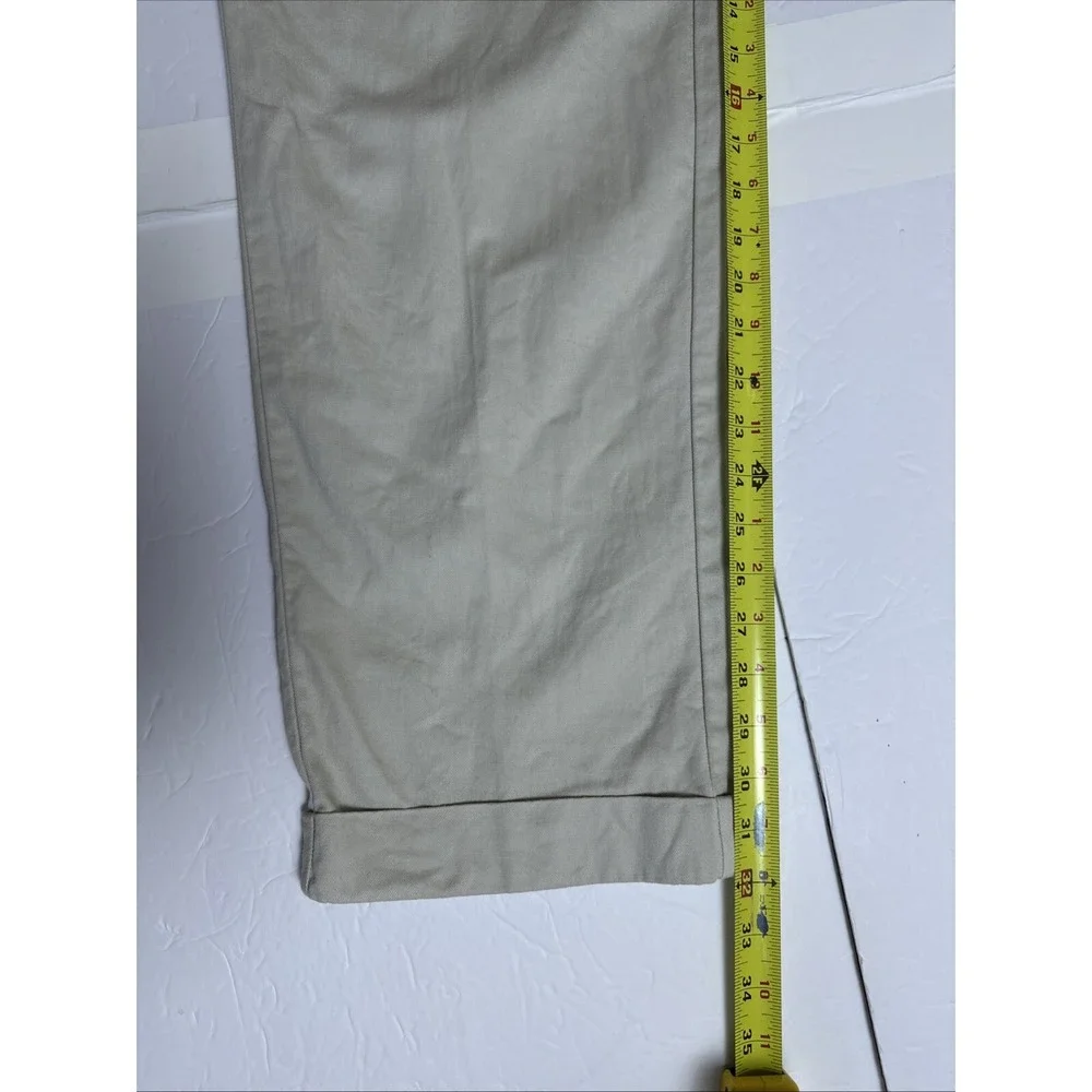 Polo Ralph Lauren Mens Pants Beige 34x32 Pant Pleated Cuffed Cotton - Picture 6 of 6